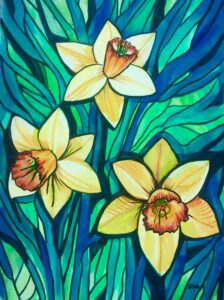 "Yellow Daffodils" watercolor painting on paper