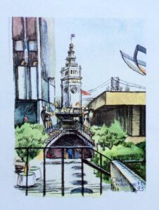 "San Francisco Scene" Mixex Media On Paper